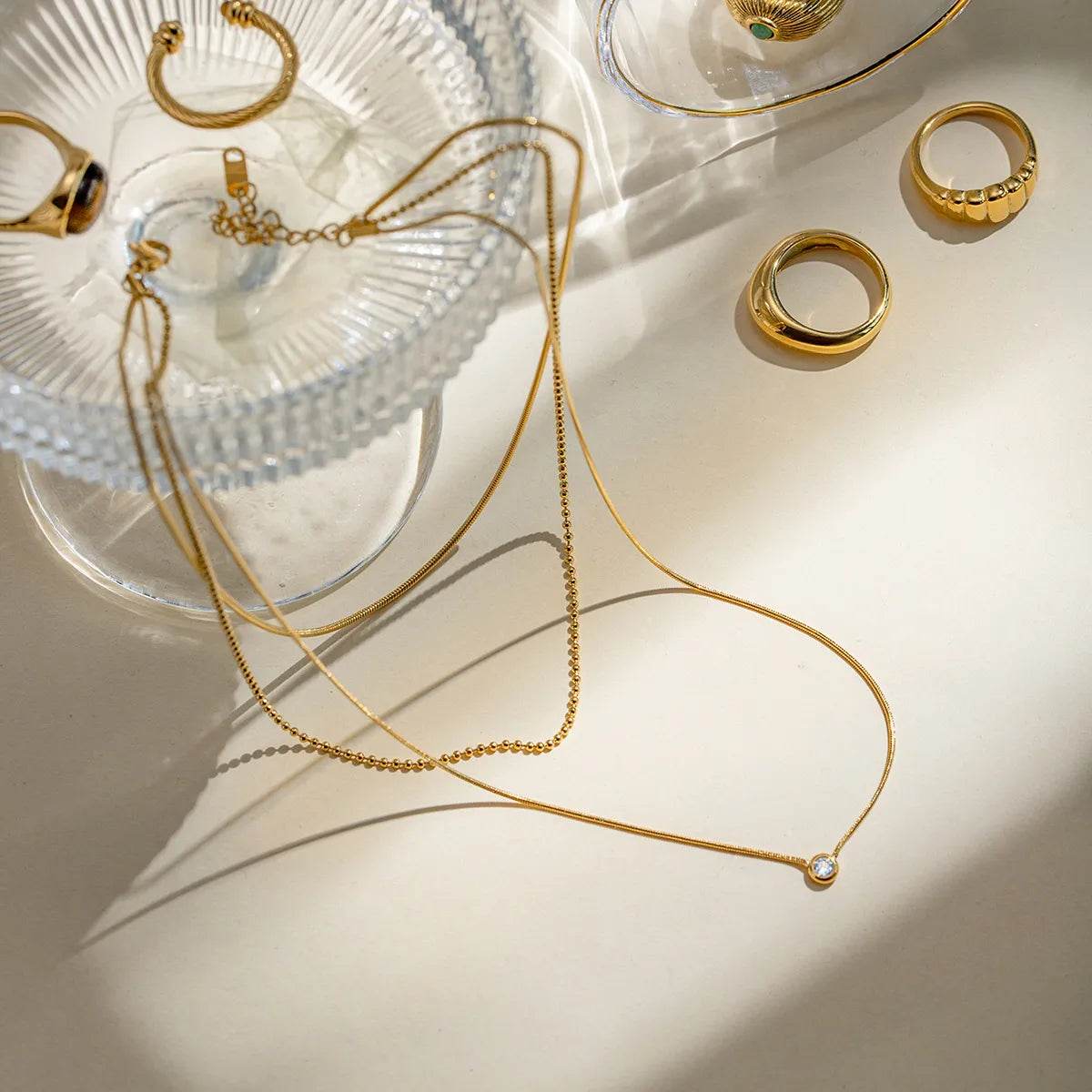 18K Gold-Plated Layered Necklace - Tredona LLC