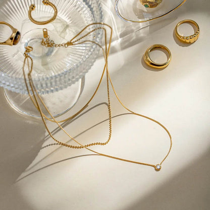 18K Gold-Plated Layered Necklace - Tredona LLC