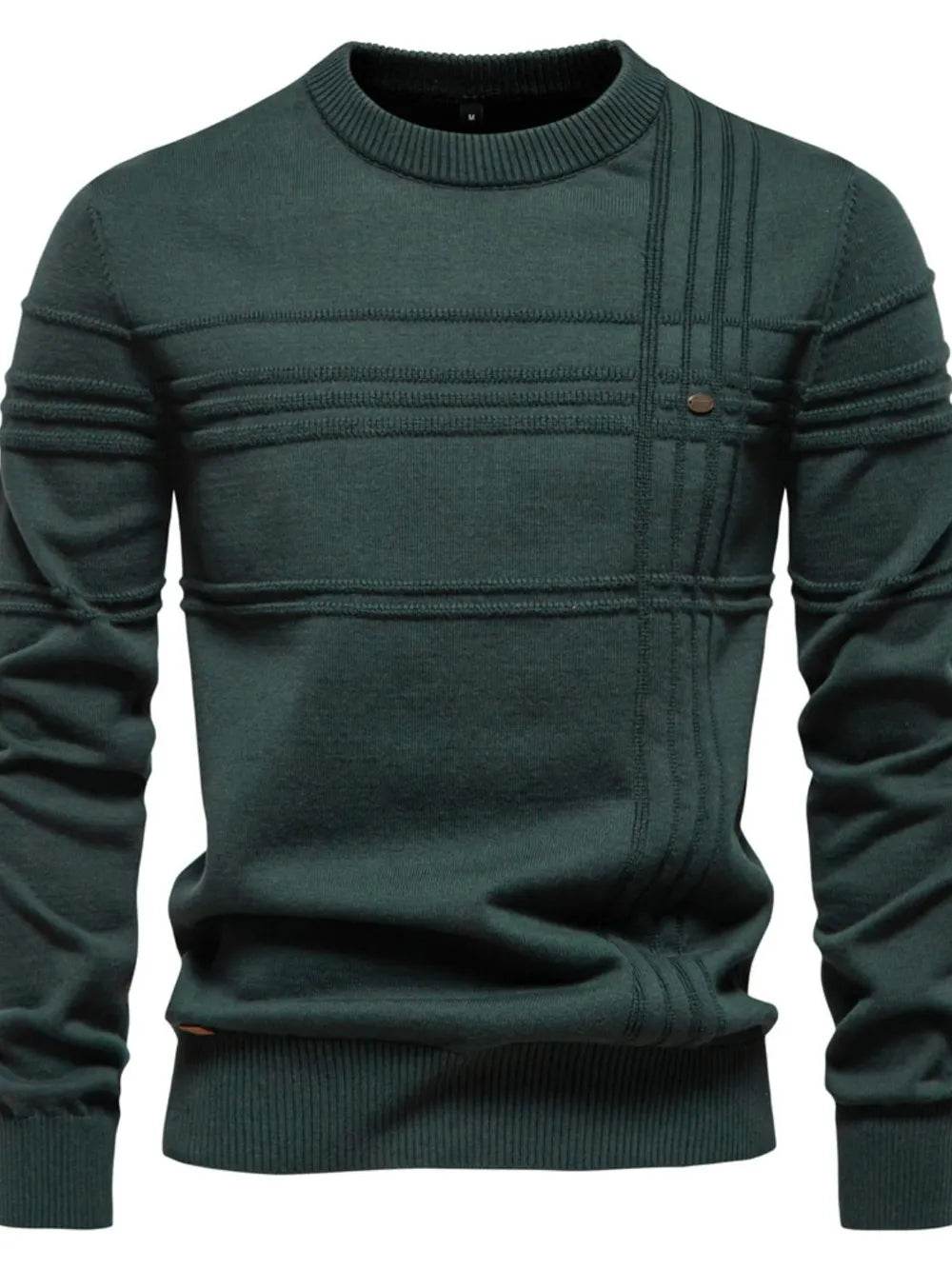 Men's Round Neck Striped Sweater - Tredona LLC