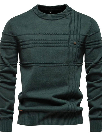 Men's Round Neck Striped Sweater - Tredona LLC