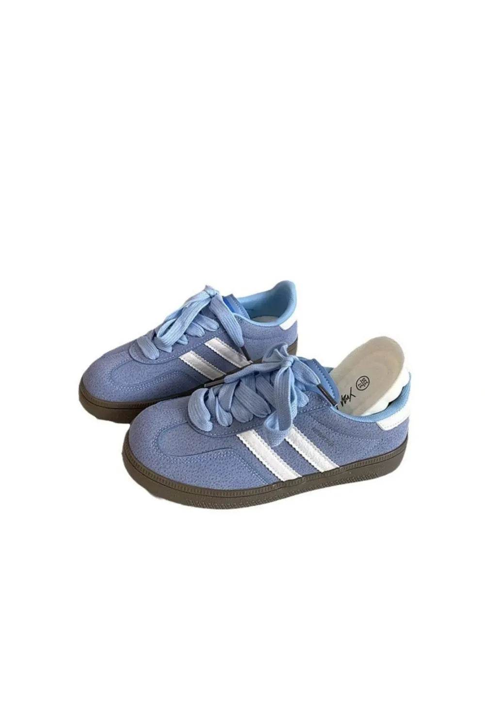 Contrast Round Toe Flat Sneakers - Tredona LLC