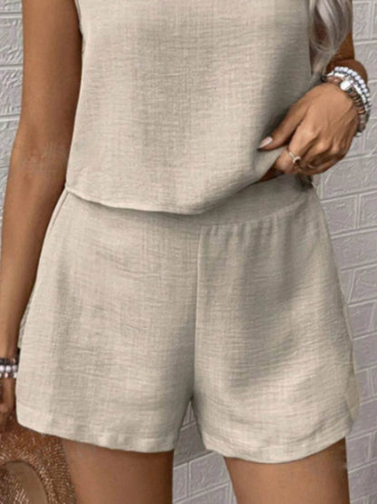 Round Neck Sleeveless Top and Shorts Set - Tredona LLC