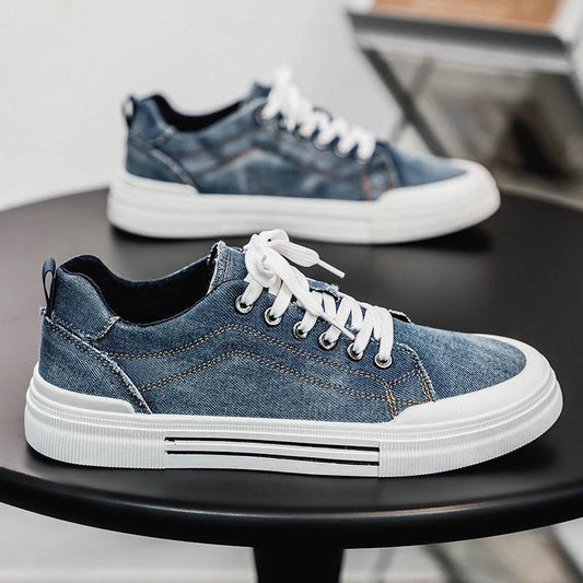 Men's Korean-style Fashion Plus Size Low-top Casual Denim All-matching Sneakers - Tredona LLC