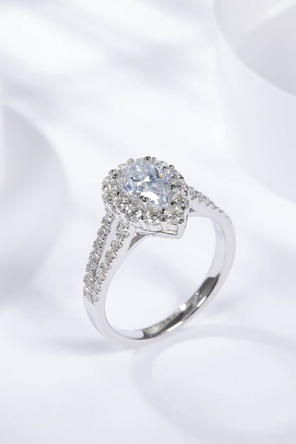 1 Carat Moissanite Teardrop Split Shank Ring - Tredona LLC