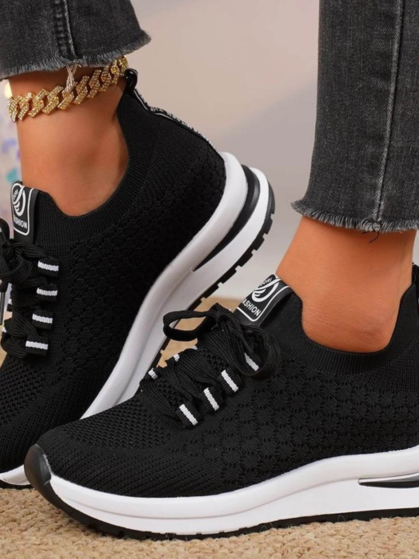 Breathable Mesh Lace Up Sneakers - Tredona LLC