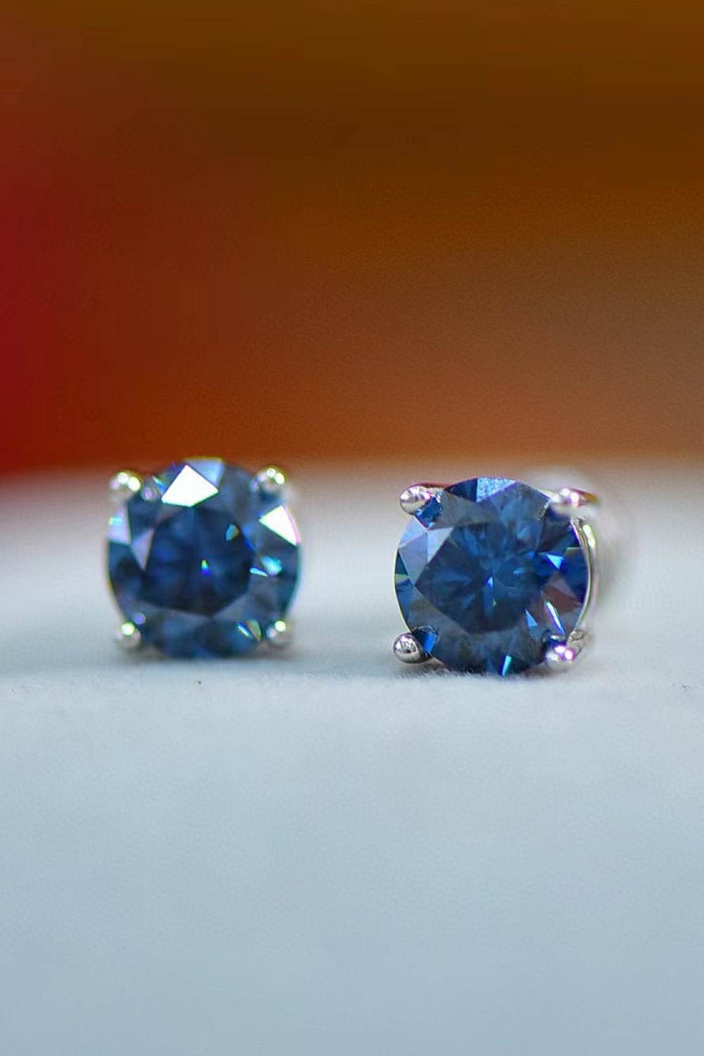 2 Carat Moissanite Four-Prong Platinum-Plated Earrings - Tredona LLC