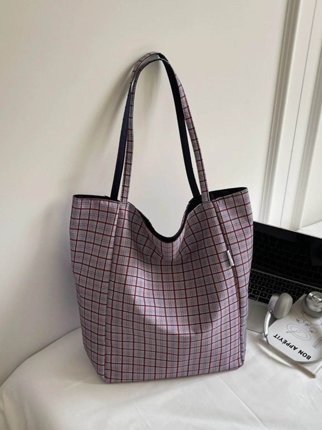 Plaid Pattern Tote Bag - Tredona LLC