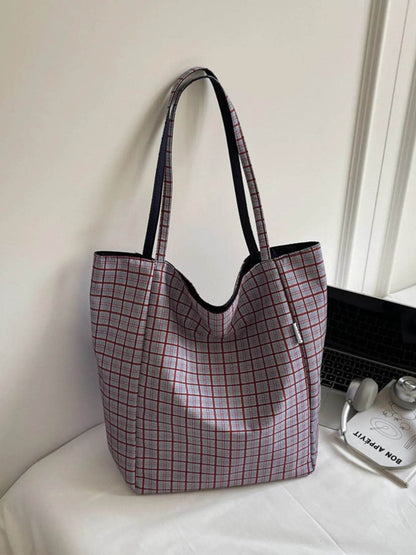 Plaid Pattern Tote Bag - Tredona LLC