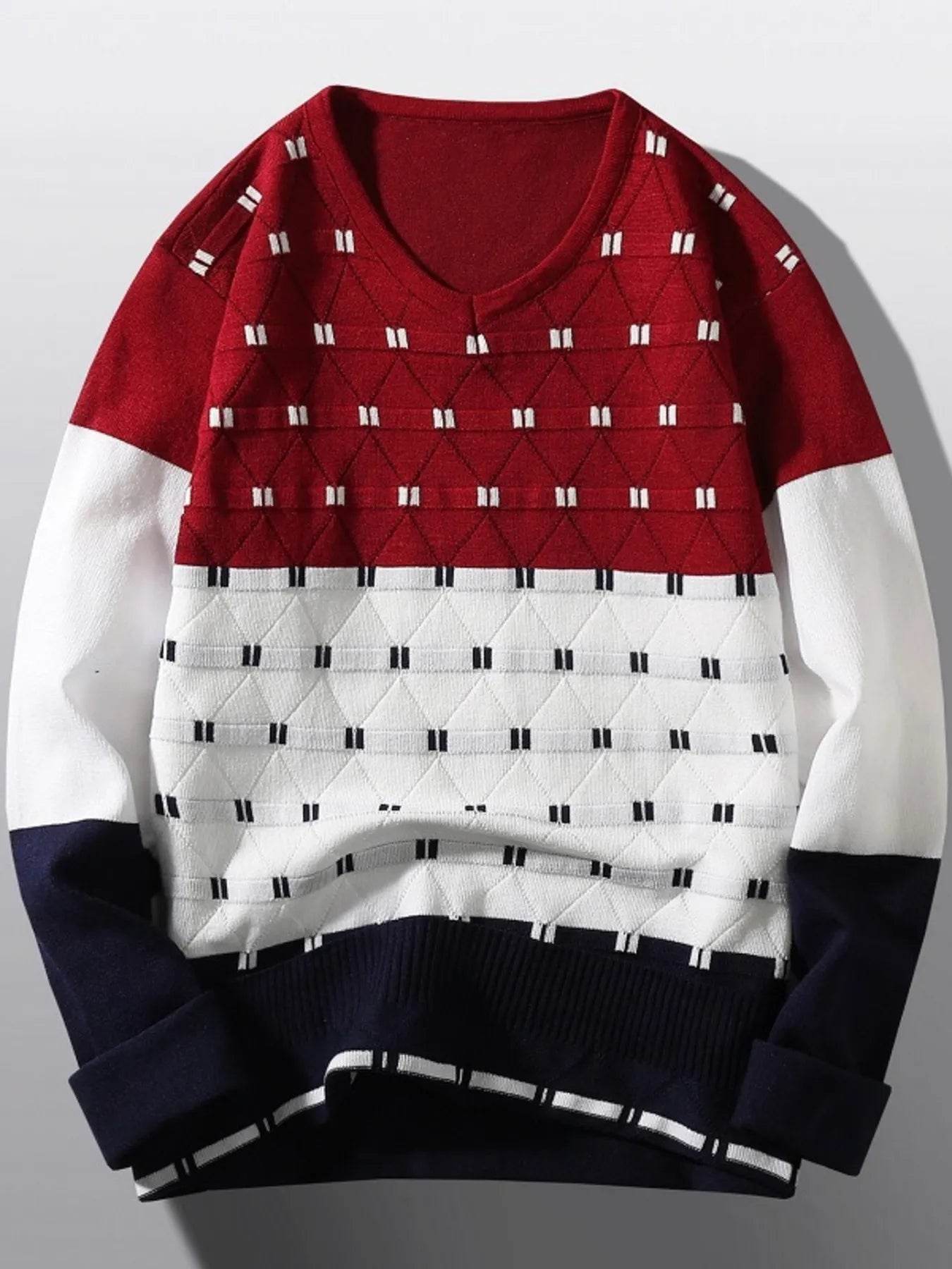 Men's V-Neck Long Sleeve Sweater - Tredona LLC