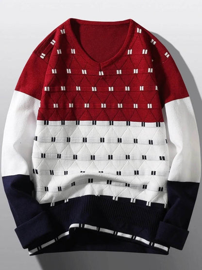 Men's V-Neck Long Sleeve Sweater - Tredona LLC