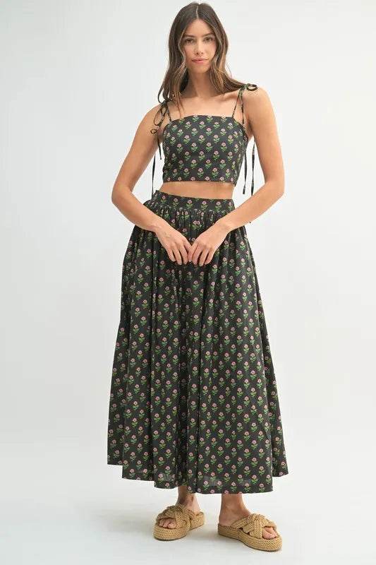 MABLE Floral Crop Top and Skirt Set - Tredona LLC