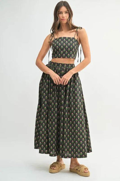 MABLE Floral Crop Top and Skirt Set - Tredona LLC