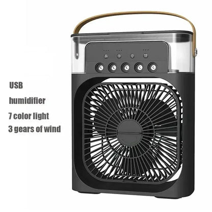 Summer Cooling Fan 3 In 1 Portable Desktop Humidifier USB Mini Air Conditioners Night Light Water Mist For Home, Office