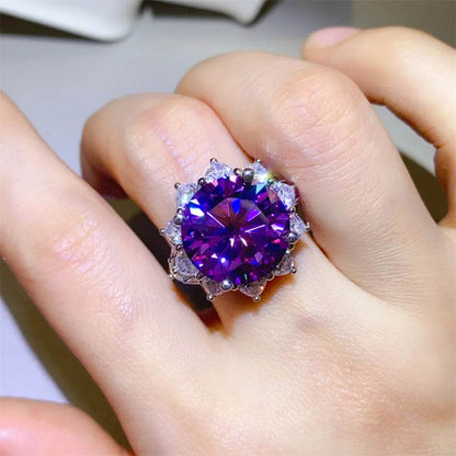 10 Carat Moissanite 925 Sterling Silver Flower Shape Ring - Tredona LLC