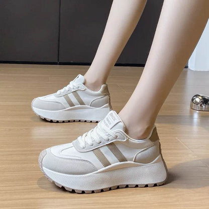Side Striped Lace Up Platform Athletic Sneakers - Tredona LLC
