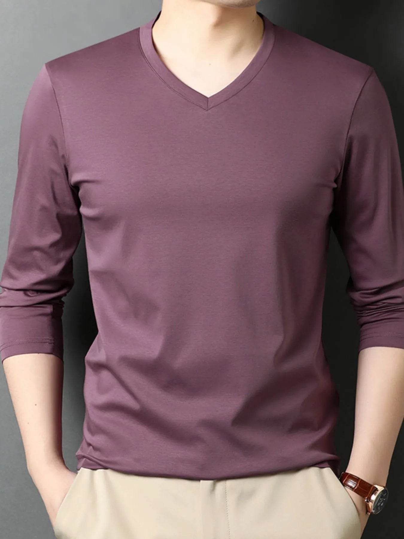 Men's V-Neck Long Sleeve T-Shirt - Tredona LLC