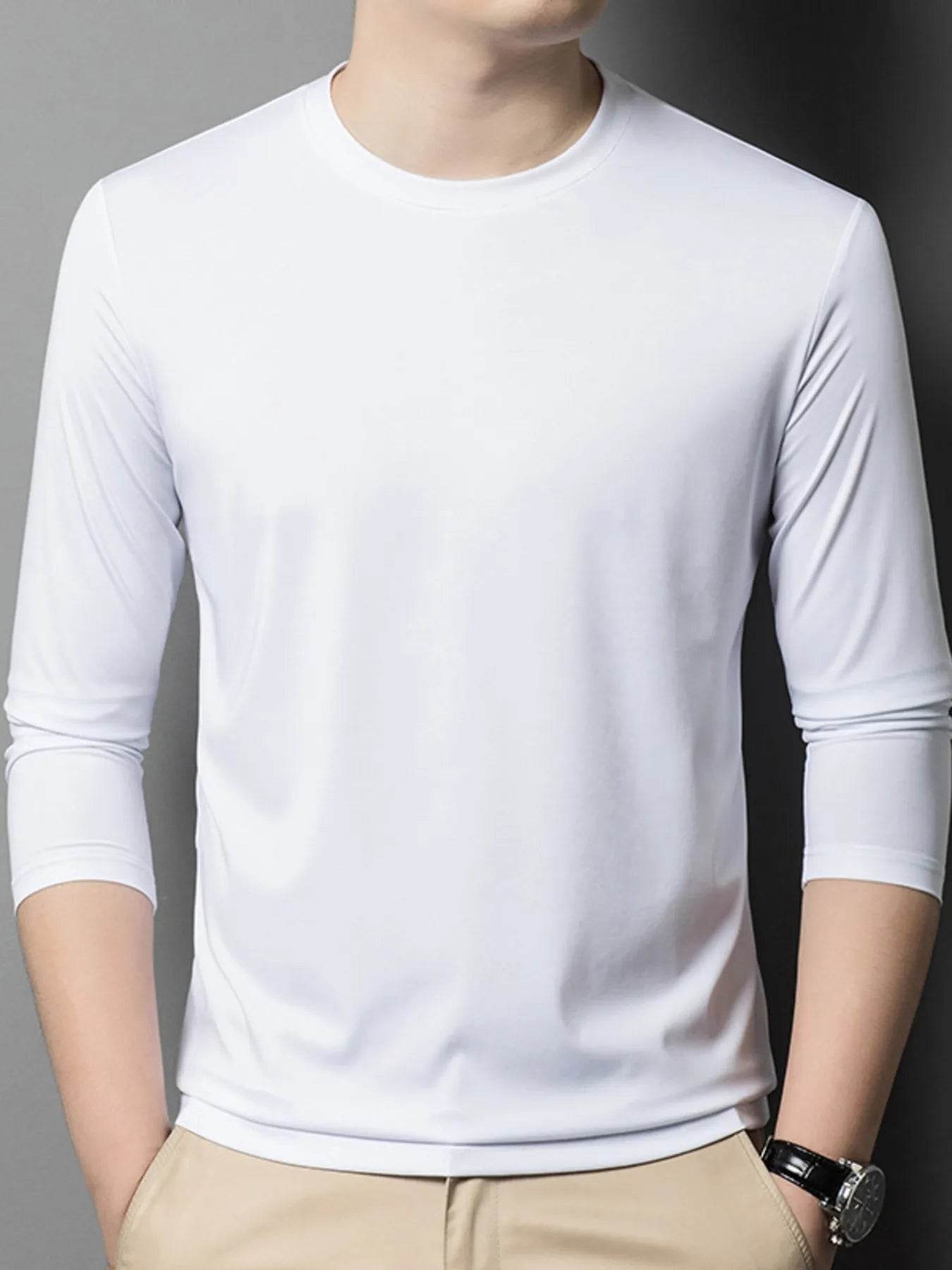 Men's Plus Size Round Neck Long Sleeve T-Shirt - Tredona LLC