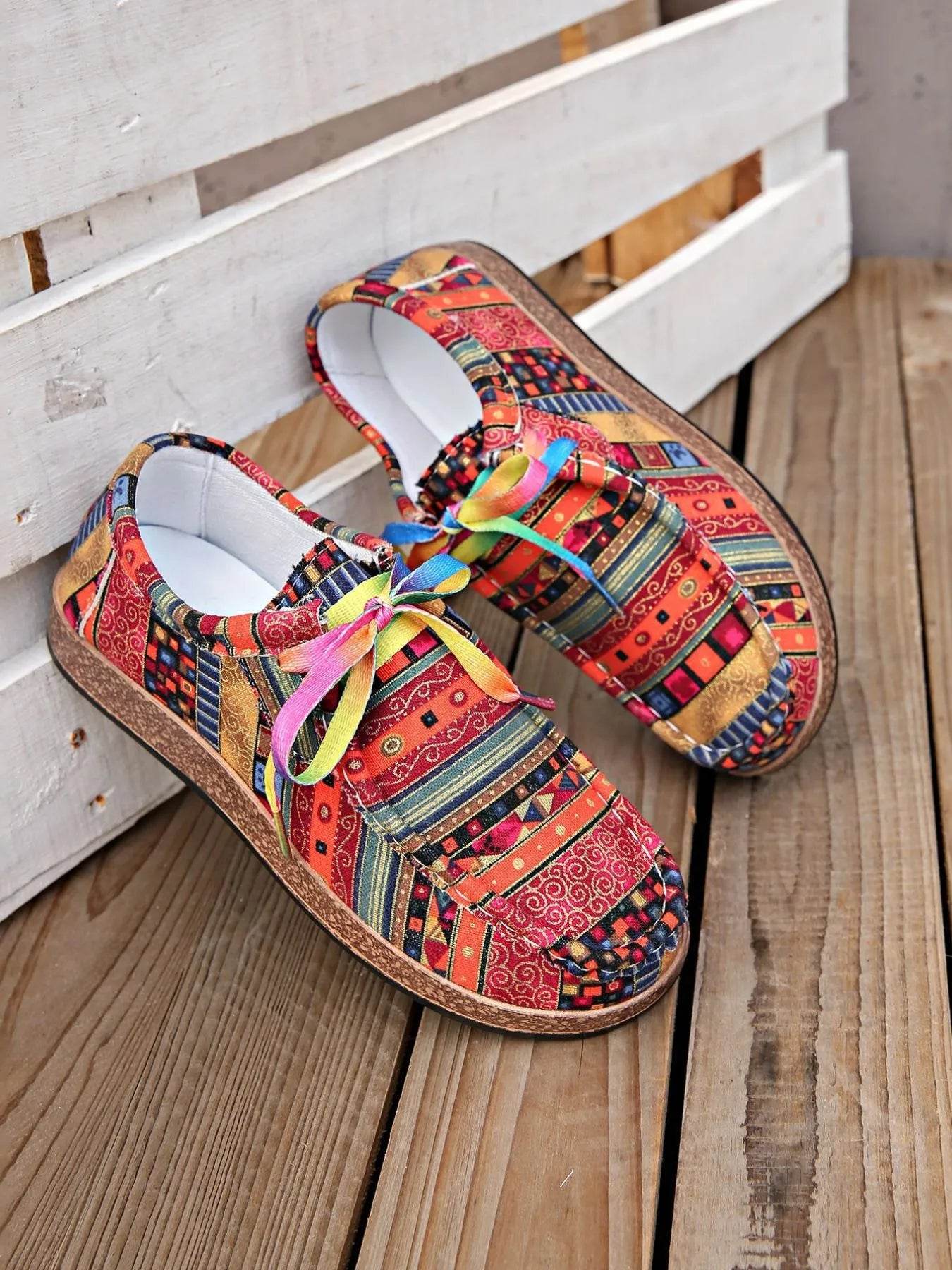 Printed Lace Up Sneakers - Tredona LLC