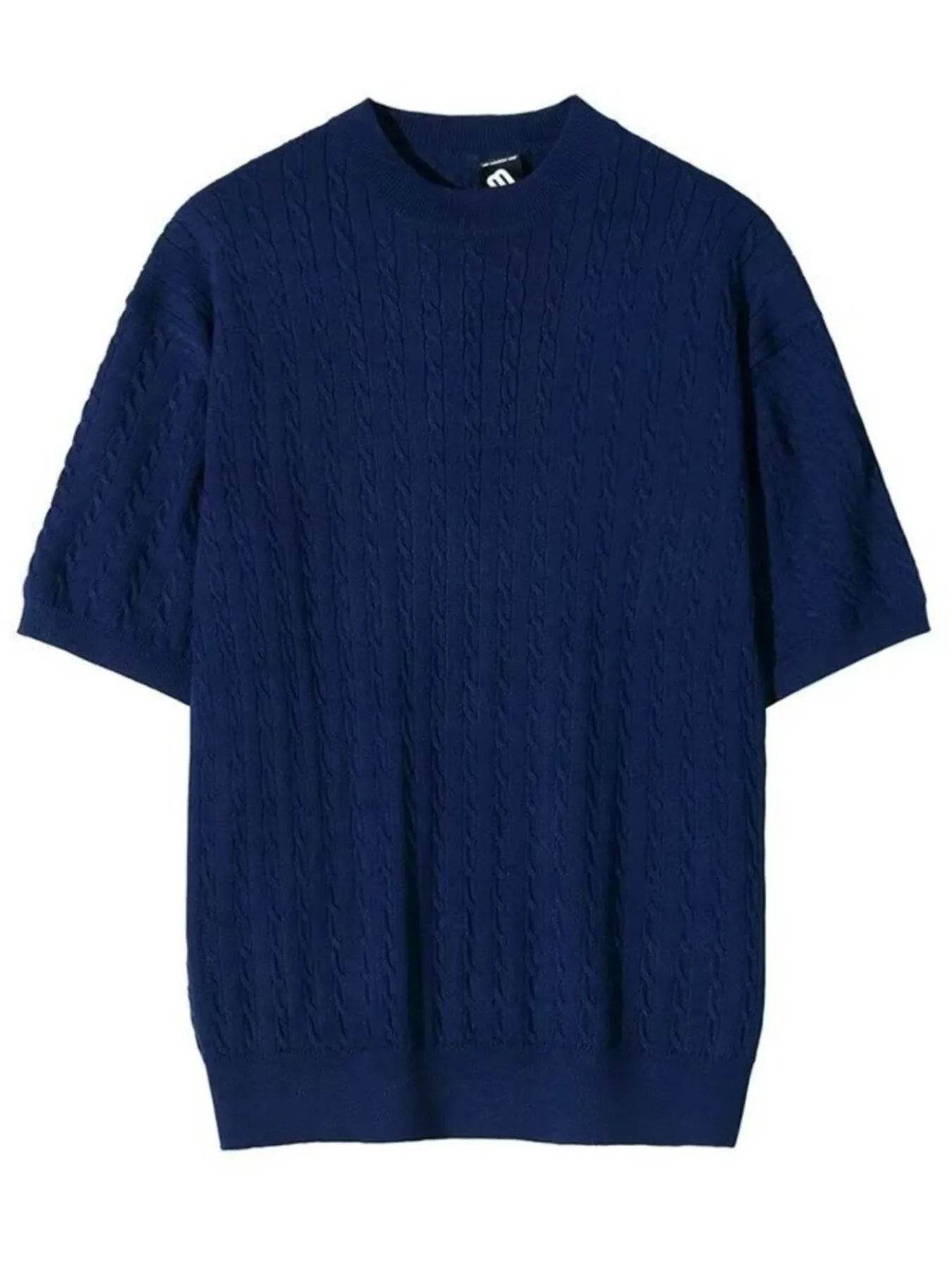 Men's Full Size Round Neck Short Sleeve Knit Top Plus Size - Tredona LLC