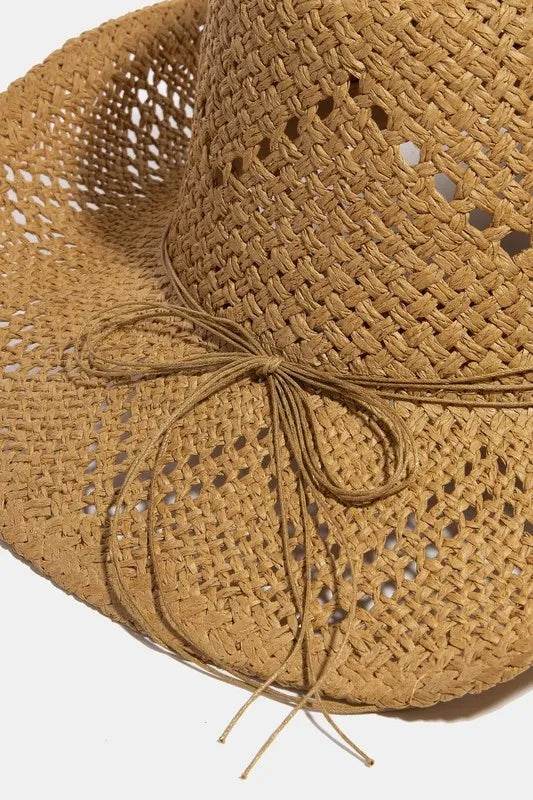 Fame Mixed Beaded Strap Western Fedora Straw Hat - Tredona LLC