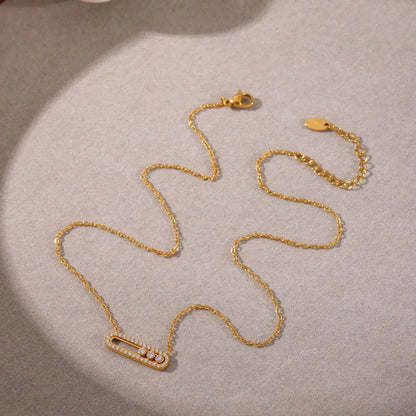 Moving Crystal Bar Necklace and Ring Jewelry Set - Tredona LLC