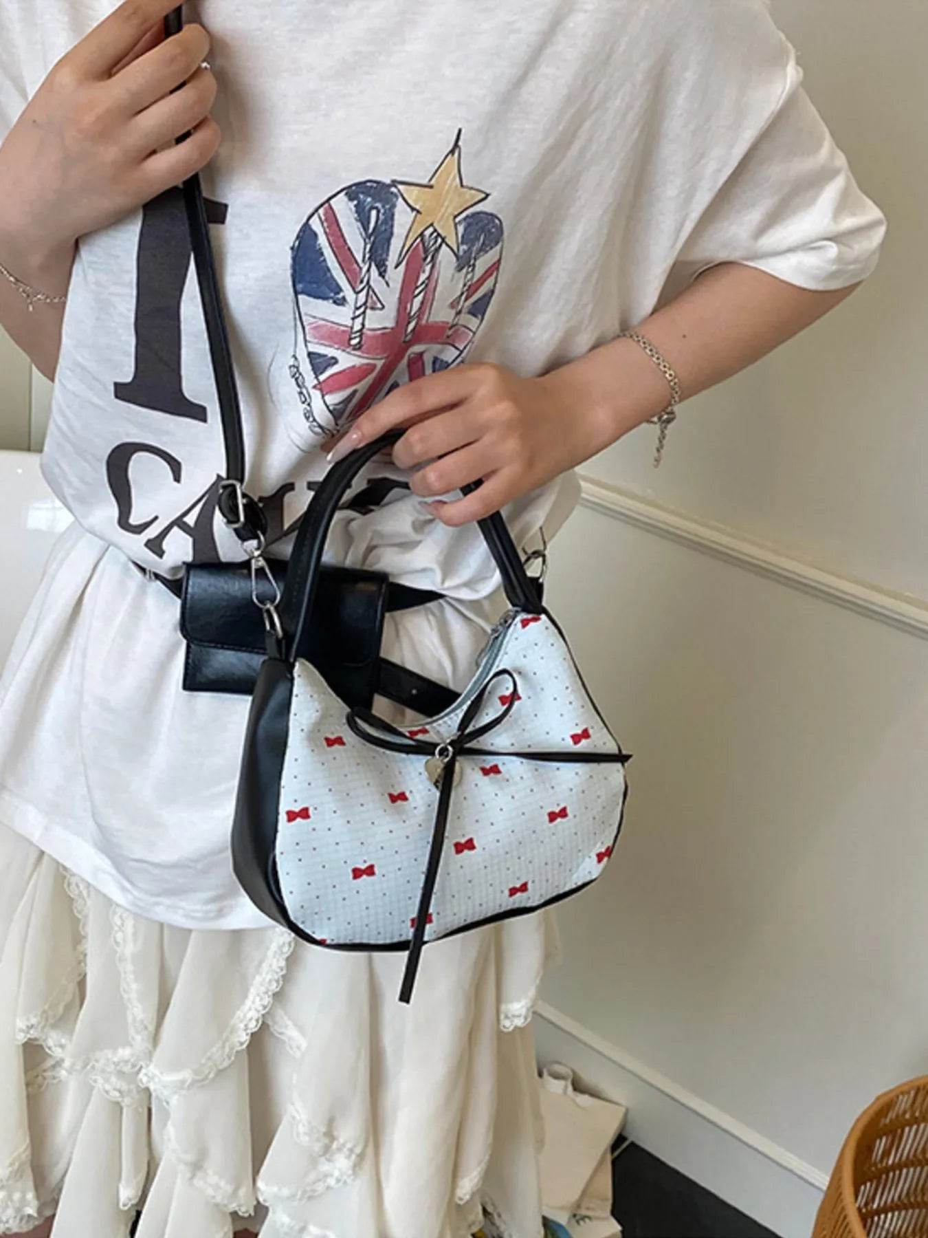 Printed Bow Shoulder Bag - Tredona LLC