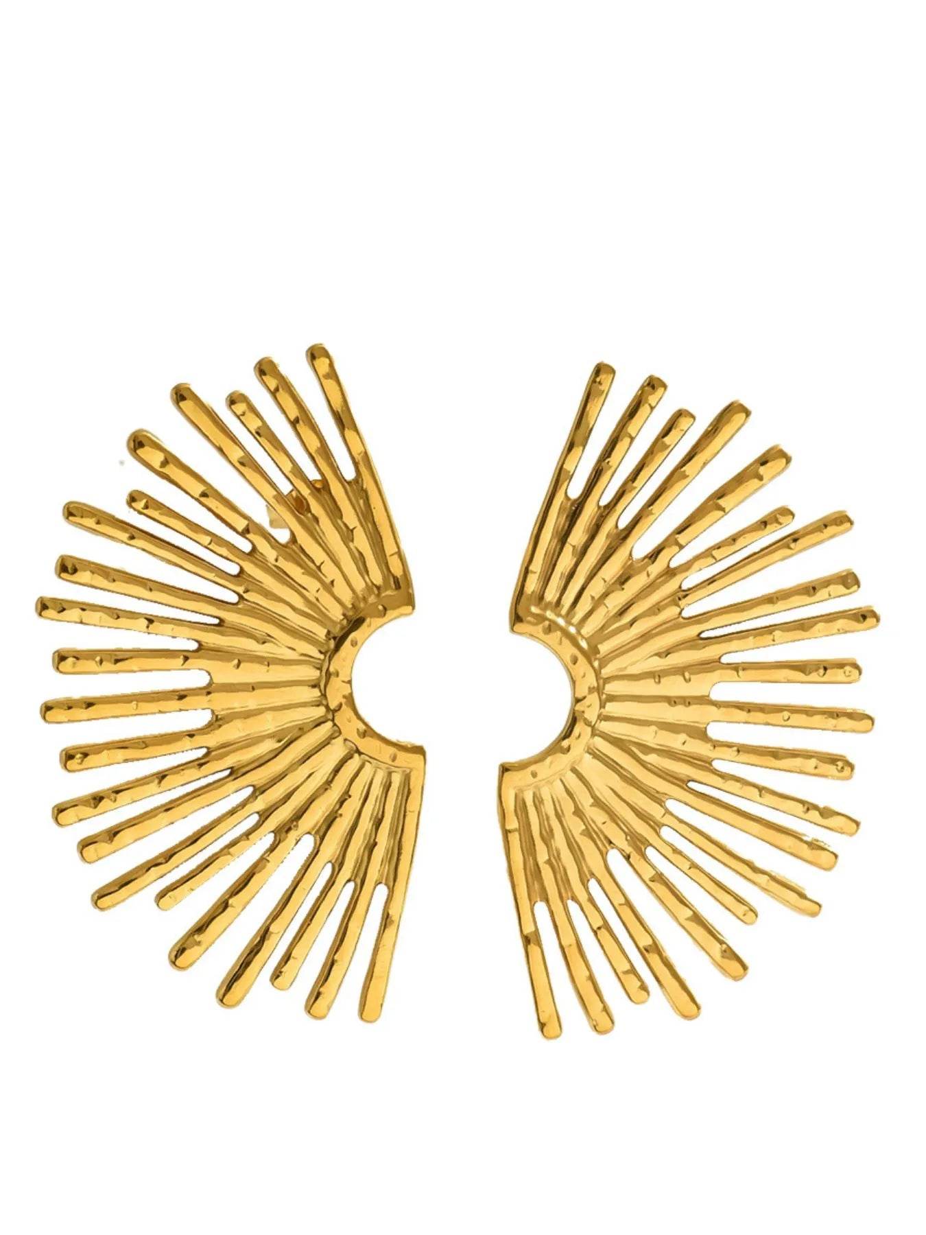 18K Gold-Plated Stainless Steel Sunburst Earrings - Tredona LLC