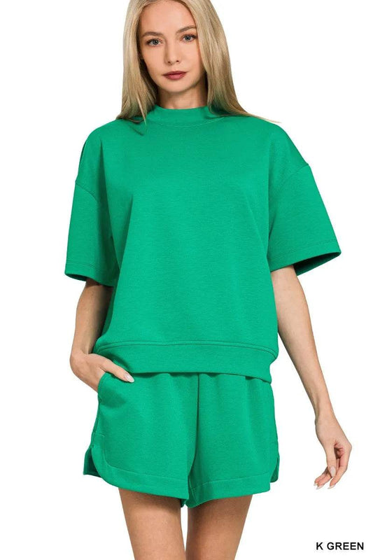 Zenana Scuba Short Sleeve T-Shirt and Shorts Set - Tredona LLC