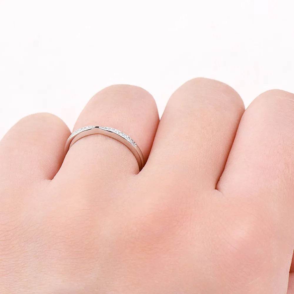 925 Sterling Silver Inlaid Moissanite Ring - Tredona LLC