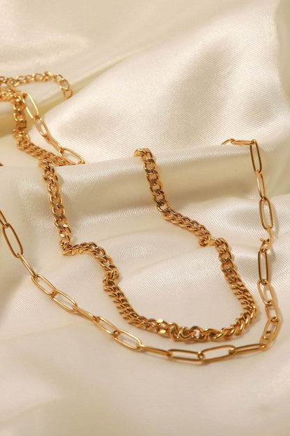 18K Gold Plated Layered Chain Necklace - Tredona LLC