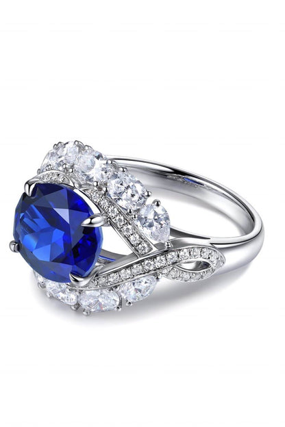 5 Carat Lab-Grown Sapphire Platinum-Plated Ring - Tredona LLC