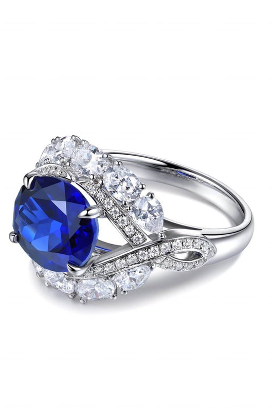 5 Carat Lab-Grown Sapphire Platinum-Plated Ring - Tredona LLC