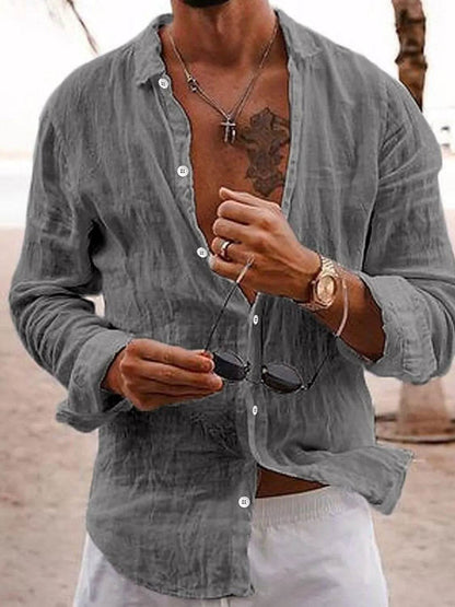Men's Full Size Button Up Long Sleeve Shirt Plus Size - Tredona LLC