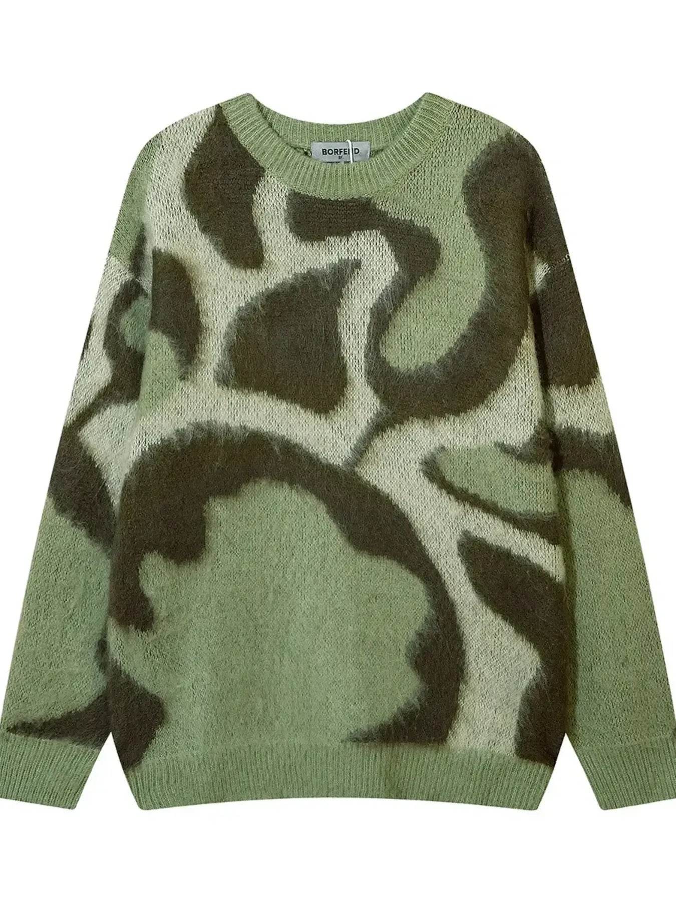 Men's Abstract Pattern Round Neck Knit Sweater - Tredona LLC