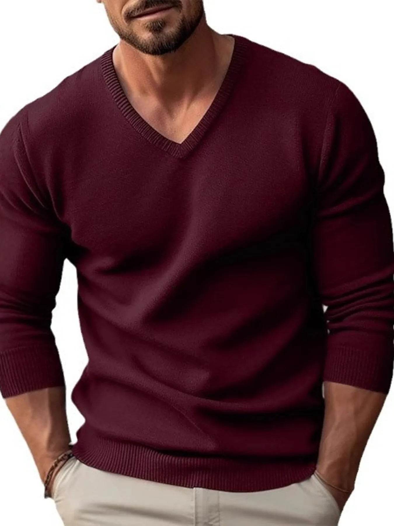 Men's Full Size Ribbed Hem Long Sleeve Sweater Plus Size - Tredona LLC