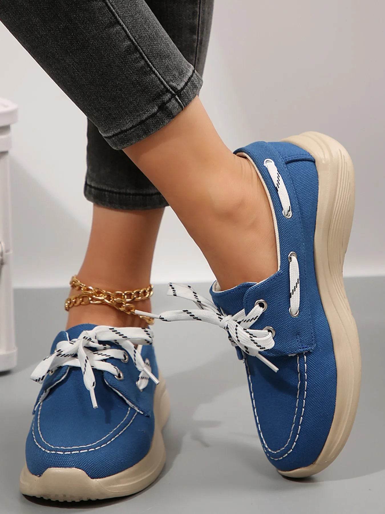 Lace Up Round Toe Sneakers - Tredona LLC