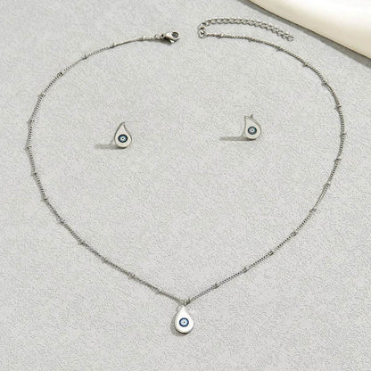 Stainless Steel Resin Necklace and Earrings Jewelry Set - Tredona LLC