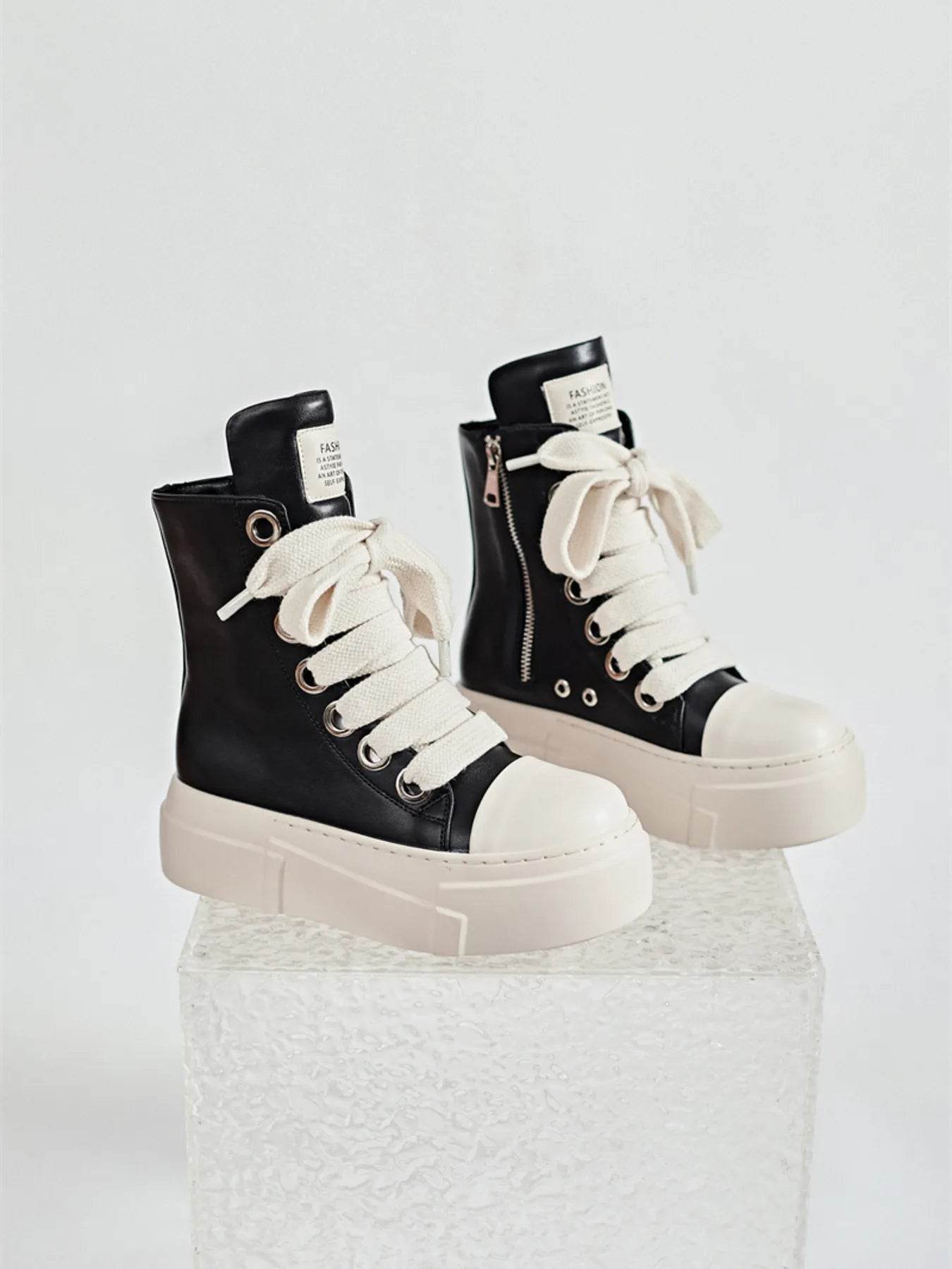 Platform Lace Up Contrast Sneakers - Tredona LLC