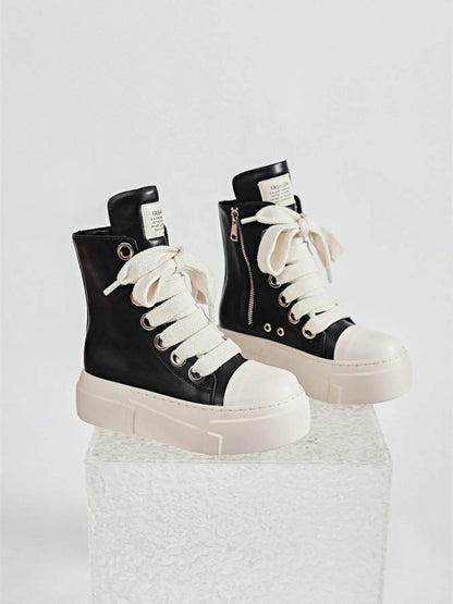 Platform Lace Up Contrast Sneakers - Tredona LLC