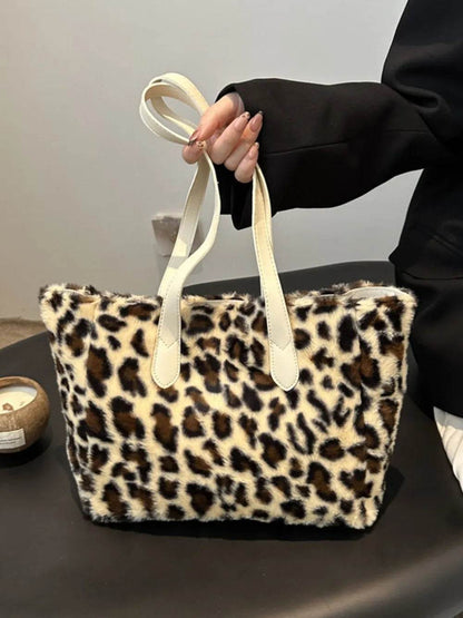 Leopard Fluff Tote Bag - Tredona LLC