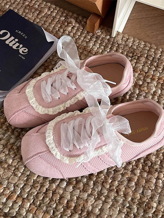 Round Toe Lace Up Sneakers - Tredona LLC