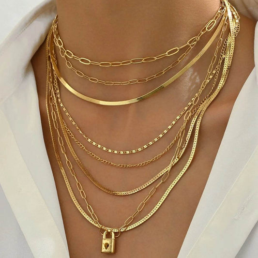 18K Gold-Plated Stainless Steel Multi-Layer Necklace - Tredona LLC