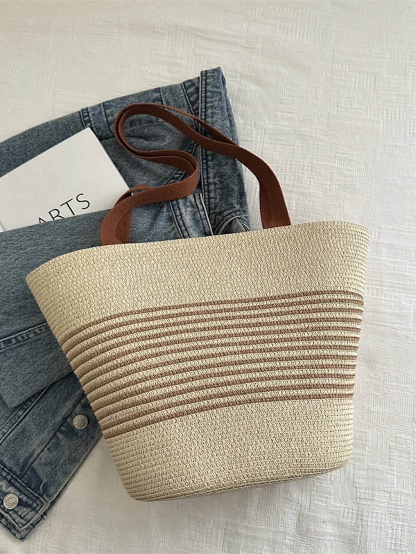 Striped Woven Tote Bag - Tredona LLC