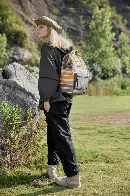Himawari Striped Waterproof Nylon Backpack Bag with Side Pockets - Tredona LLC