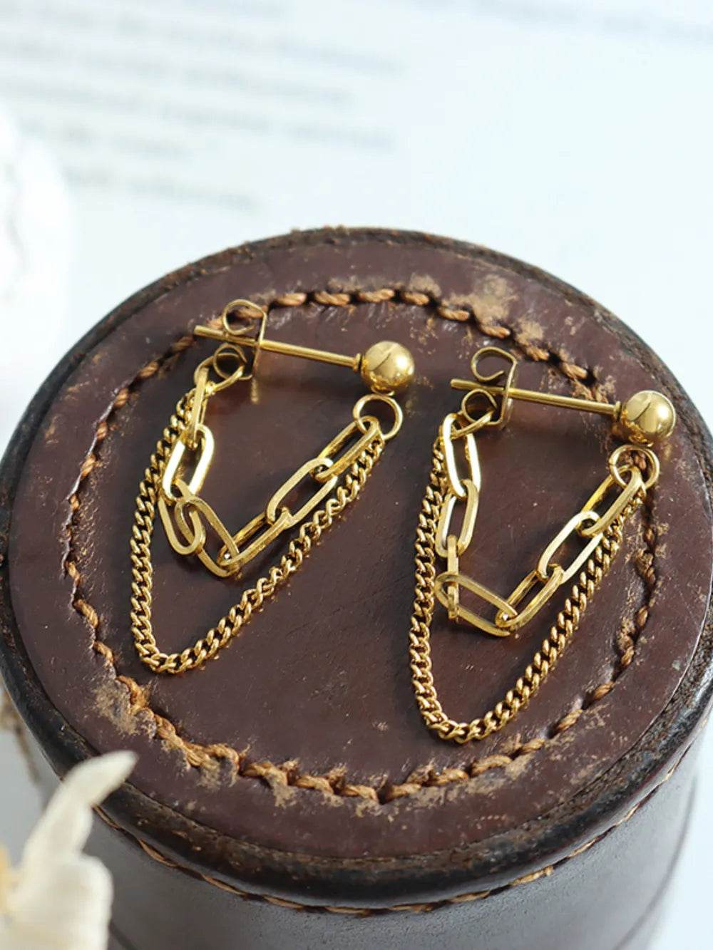 Titanium Steel Double Chain Earrings - Tredona LLC