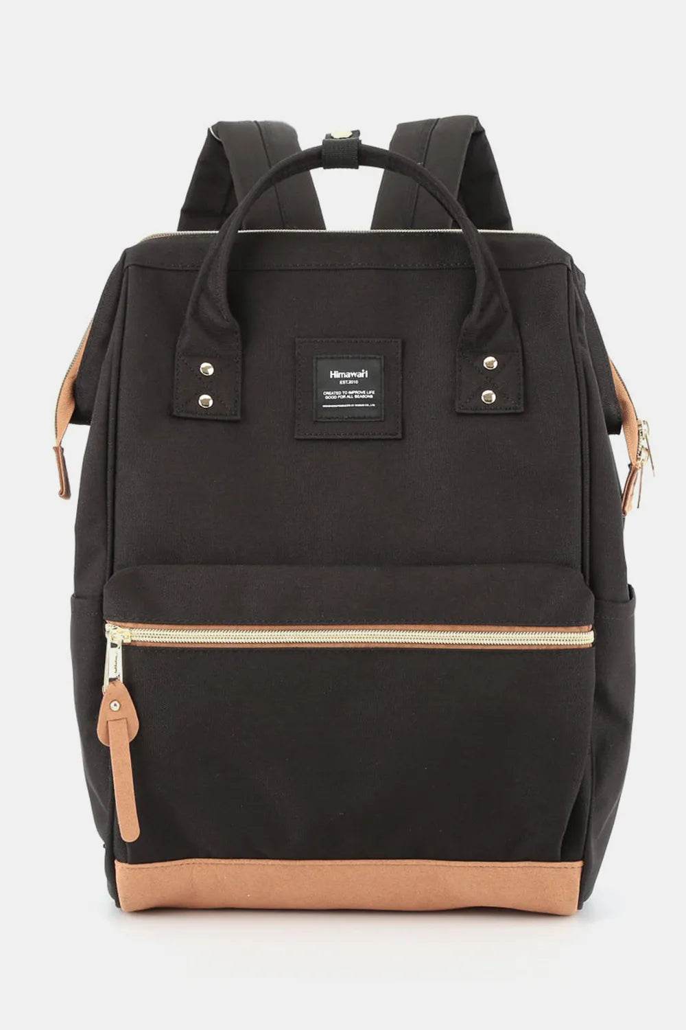 Himawari Contrast Waterproof Canvas Backpack Bag with Side Pockets - Tredona LLC