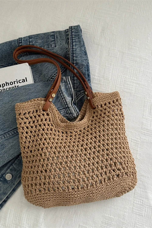 Openwork Woven Tote Bag - Tredona LLC