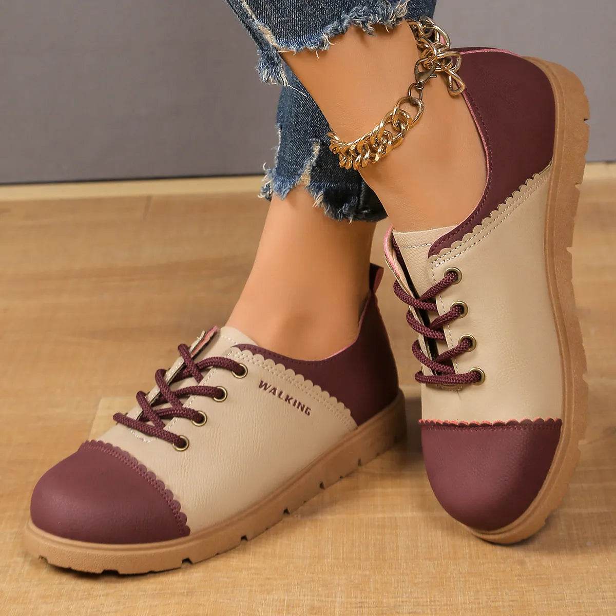 Color Block Lace Up Sneakers - Tredona LLC