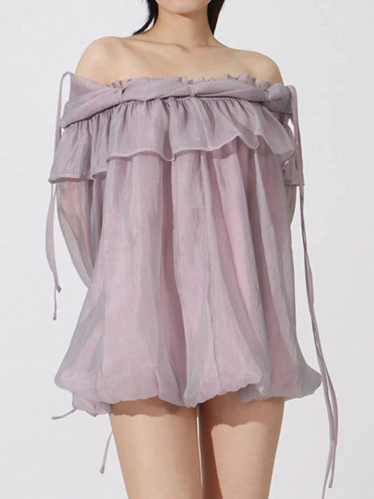 Ruffled Off-Shoulder Flounce Sleeve Blouse - Tredona LLC
